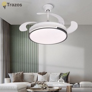 New 220V Nordic Ceiling Fan Living Room Led Invisible Fan Lamp Ceiling Bedroom Fan Remote Control Reversible Blades Fans