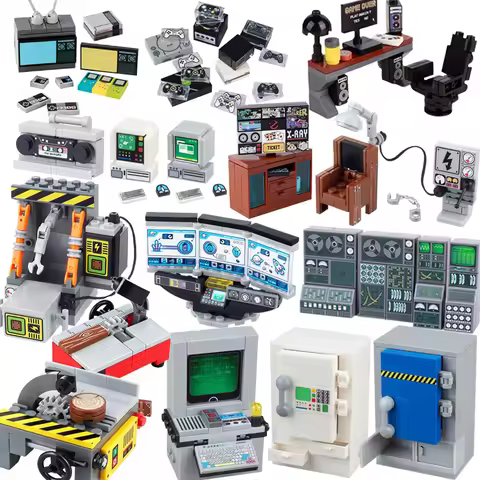 MOC City Electronic Equipments Building Blocks Game Console Computers Mini TV Mobile Phones Recorder