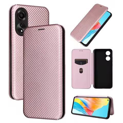 For OPPO A78 4G CPH2565 Case Luxury Flip Carbon Fiber Skin Magnetic Adsorption Case For OPPO A78 4G