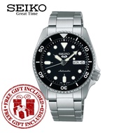 [Official Warranty] Seiko SRPK29K1 Men's Seiko 5 Sport SKX Midi Black Dial Stainless Steel Strap Watch