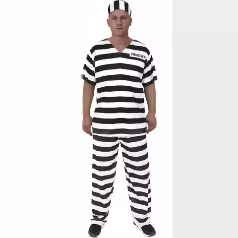 Adult Inmate Costume Orange Prisoner Jumpsuit Jailbird Outfit for Halloween Orange Prisoner Costume 