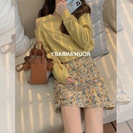 韓國女裝 小碎花顯瘦半身裙A字裙