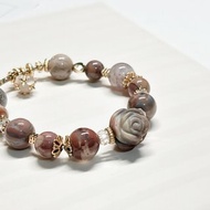 【客製】玫瑰花的閃耀季節 l 爆裂 阿拉善 手鍊。淡水珍珠