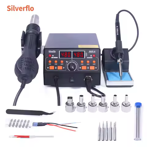 Silverflo 902D-III Soldering Station750W Hot Air Welding Station with 3 Preset Channels,Sleep Mode, 