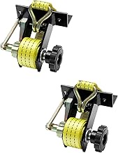 Ladder Rack Ratchet Straps, W/J-Hook (2PCS), 1.4" Black Square Tube Mount, 1.5" Wide x 7.5' Long, Ye