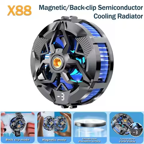 X88 Mobile Phone Semiconductor Radiator Magnetic/ Back-clip 2 in 1 Cool Heat Sink 3 Gears Adjustment