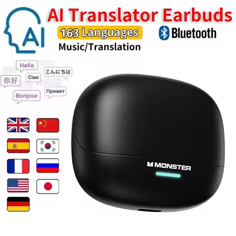 Monster MQT52 AI Bluetooth Translation Wireless Earphones Gaming Headphones Dual Mode HIFI Stereo So