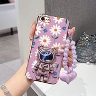 For iPhone 7/7 Plus/8/8 Plus/SE2/SE3 Cover 3 pcs(Repeating Blooms phone Case+Lanyard+Stand) Comforta