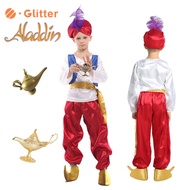 Disney Movie Aladdin Prince Cosplay Costume for Kids Boy Arabian Clothes Top Pants Hat For Boys Kid With Lamp Accessories Clothing Costumes