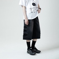 刷破過膝牛仔短褲