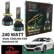 LED Headlight Civic FK8 240 Watt Autolume X6 Original PnP Honda Civic FK8