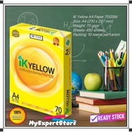 IK YELLOW A4 PAPER 70GSM/80GSM 450 SHEET/ PHOTOCOPY/ COPY PAPER