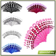 [AlmenclafdMY] 50 Pieces Acrylic Tapers and  14G-00G  Ear Gauges Expander Assorted Size Kit