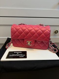 Chanel Mini 20 flap bag dark pink 粉紅色