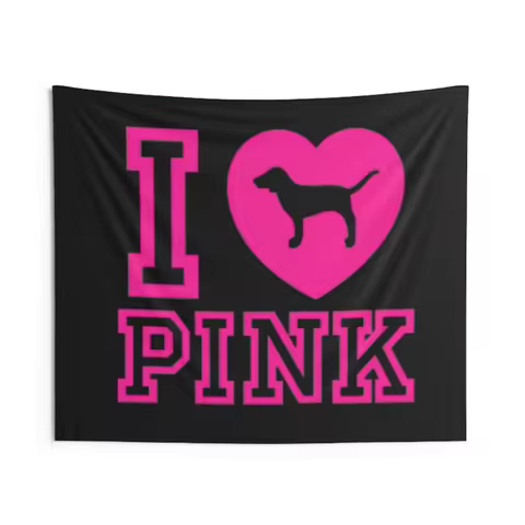McBling Y2K Tapestry Bedroom Decoration Background Cloth I Love Pink Victorias Secret PINK Wall Tape