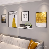 Oil Canvas 4 Shelves Nordic Clock Combination Sofa Light Luxury Style Restaurant Background Frame De