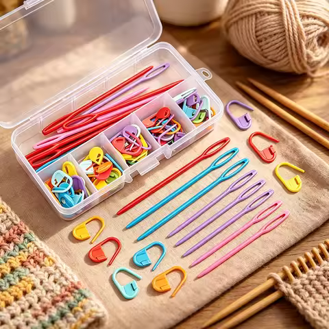 1-10 Boxes 61pcs Mixed Color Plastic Resin Locking Stitch Markers Crochet Knitting Needles Set DIY S