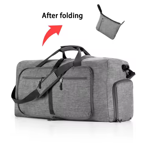Fmeida 65L Duffle Bag with Shoes Compartment, Foldable Travel Duffel Bags for Men Women, Large Packa
