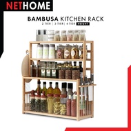 ⚡️NETHOME⚡️Bambusa kitchen rack Wooden Kitchen Organizer Rack Seasoning Spice Rack Kitchen Shelf Rak