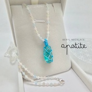 สร้อยคอเชือกถักหินแท้จี้หินอพาไทต์ Apatite