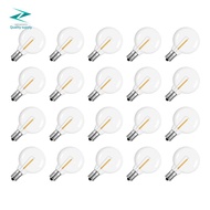 20 Pcs G40 LED Replacement Light Bulbs E12 Screw Base Shatterproof LED Globe Bulbs for Solar String 
