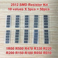 50pcs 1% 2512 SMD Resistor Samples kit ,10 valueX5pcs=50pcs 1R00 R500 R470 R330 R220 R200 R150 R100 