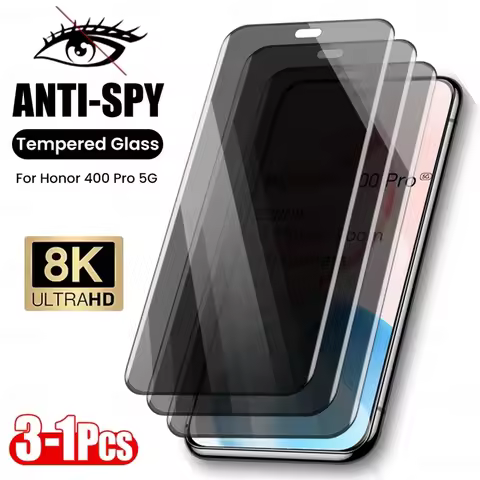 For Honor 400 Pro 5G Glass 3-1Pcs Privacy Curved Tempered Glass Anti-Spy Screen Protector Honer 400P