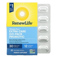 Renew Life, Ultimate Flora, Extra Care Go-Pack Probiotic, 30 Billion Live Cultures, 30 Vegetarian Ca