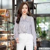 (S-XL) Maristar เสื้อแขนยาวพิมพ์ลาย Printed Long Sleeve Blouse