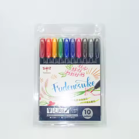 Tombow Markers Water-Based Pigment Ink Calligraphy Lettering Pens Brush Marker Pens Fudenosuke Pens 