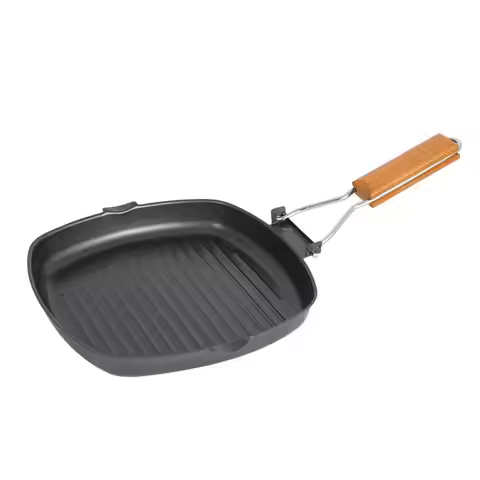 Barbecue Grill Pan Foldable Handle Skillet Outdoor Fry Pan Easy to Clean Egg Pan Steak Frying Pan Fr