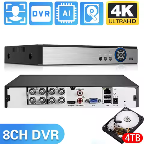 AHD 4K 8CH CCTV DVR Recorder Face Detection Hybrid Security System 8MP XMEYE Analog Surveillance Vid