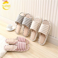 SUBEI1 Cotton Slippers Simple Style Soft Bottom Home and Hotel Use Stripe