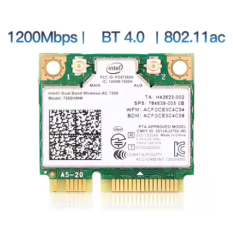 1200Mbps Dual Band 802.11AC for Intel7260 7260AC 7260HMW 2.4/5GHZ 867M Wifi Bluetooth 4.0 Mini PCIe 