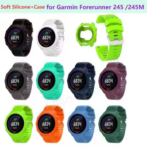 Soft Silicone Case+Strap for Garmin Forerunner245 Bumper Protective Shell +Strap for Forerunner245M/