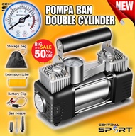 Pompa Ban Compressor Double Cylinder Pompa Mobil Motor Compressor Mini Inflator Portable 12V 150 PSI Dengan Senter