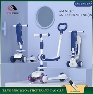 e trượt scooter cho bé xe chòi chân bản siêu cấp tích hợp ghế ngồiđèn led có nhạc và tay đẩy điều ch