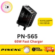 Pineng PN-565 PD 65W Charger Adapter 65W Fast Charging/ 3 IN 1 ADAPTER/ UK Plug