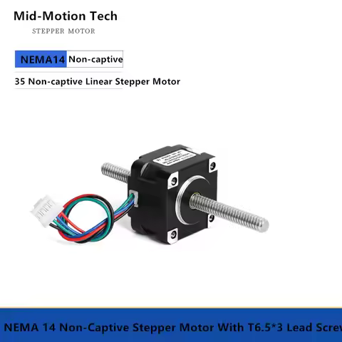 NEMA14 Non-captive Stepper Motor Through Shaft 25mm 1.2A Linear Stepper Motor with Tr6.5*3 Lead Scre