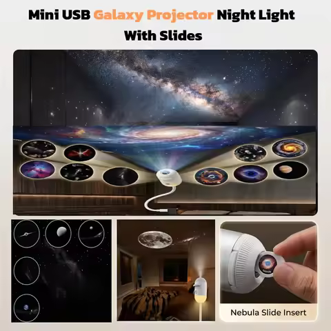 Mini USB Galaxy Projector Night Light With Slides Starry Night Light Dual Mode Starry Atmosphere Lig