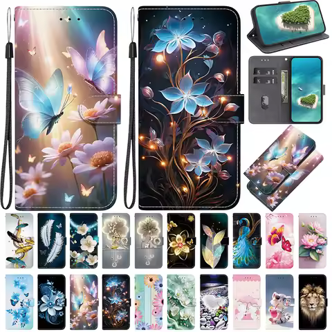 Stand Flip Wallet Case for Xiaomi Poco X6 X3 PRO X7 x6 5G X5 X4 PRO 5G x4 GT X3 NFC X3 GT Flip Paint