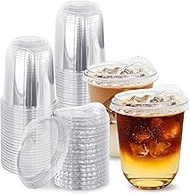 60 Pack Clear Plastic Cups with Strawless Sip Lids,16 oz Disposable PET Crystal Iced Coffee Cups wit