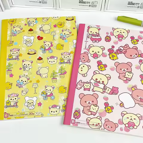 Kawaii Rilakkuma Notebook Ins Style Graffiti Notebook B5 Simple Handbook Horizontal Line Notepad Stu