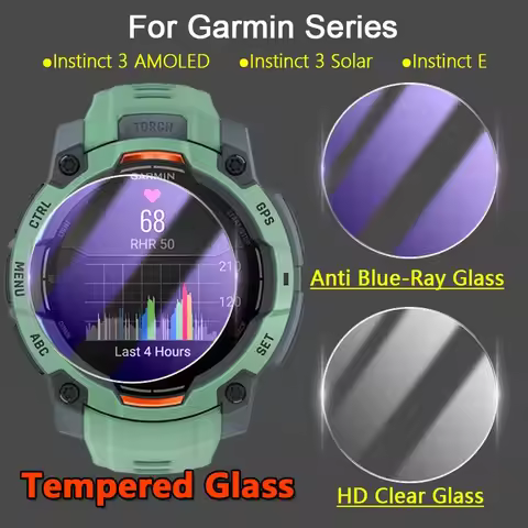 Screen Protector For Garmin Instinct 3 E Solar AMOLED 40 45mm 50mm 2.5D Ultra Slim Clear / Anti Blue