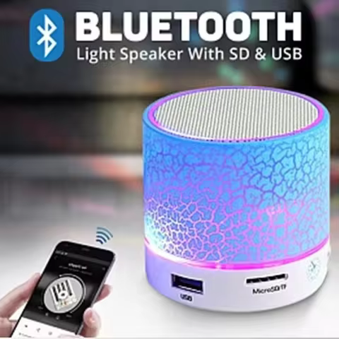 Mini Portable Bluetooth Speaker Car Audio Music Dazzling Crack LED Wireless Bluetooth 4.1 Subwoofer 