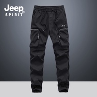 กางเกงผู้ชาย JEEP SPIRIT กางเกงคาร์โก้หลายกระเป๋าใหม่