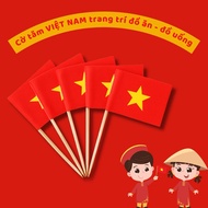 100 Mini Vietnamese Flags Sticks - Ethnic Pride, Food Decoration - Beautiful Drinks