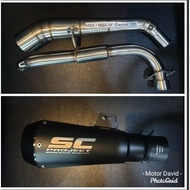 คอท่อสแตนเลส Honda MSX MSX-SF Demon125 พร้อม ปลายท่อ SC Moto GP สีดำ เสียงแน่น งานสวยแข็งแรง