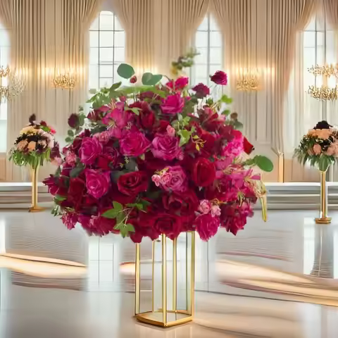 Fuchsia Flower Balls Home Decor Arrangements Wedding Arch Backdrop Props Table Centerpieces Receptio