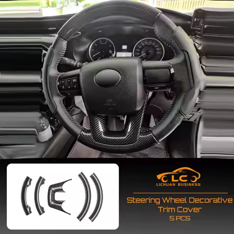 Steering Wheel Decorative Trim Cover ABS Carbon Fiber Color for Fortuner Toyota Hilux Revo Conquest 